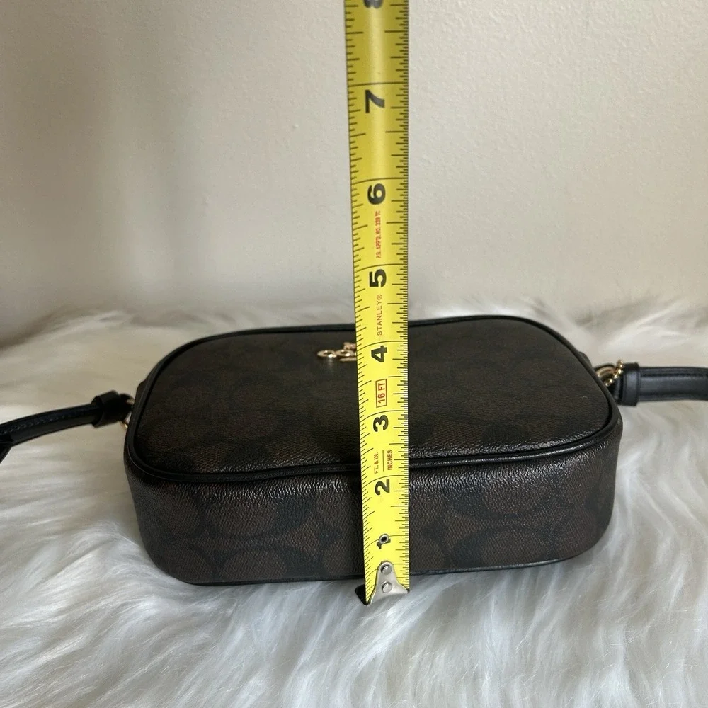 Coach Jamie‎ Camera Bag Brown Black Signature Canvas Crossbody Excellent